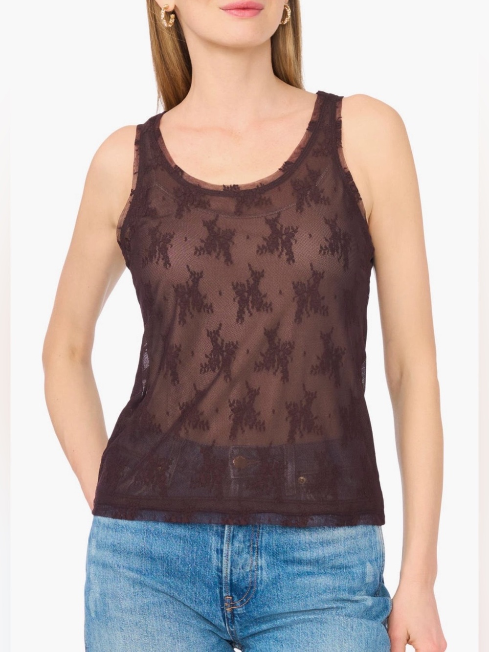 NWT Parker Mesh Lined Lace Tank